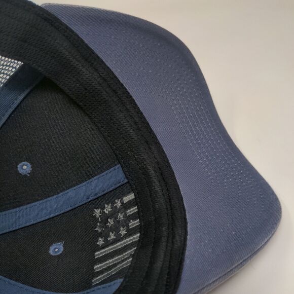 USA Flag Embroidered Snapback Trucker Hat Blue One Size Embroidered Mesh Back - Picture 7 of 8